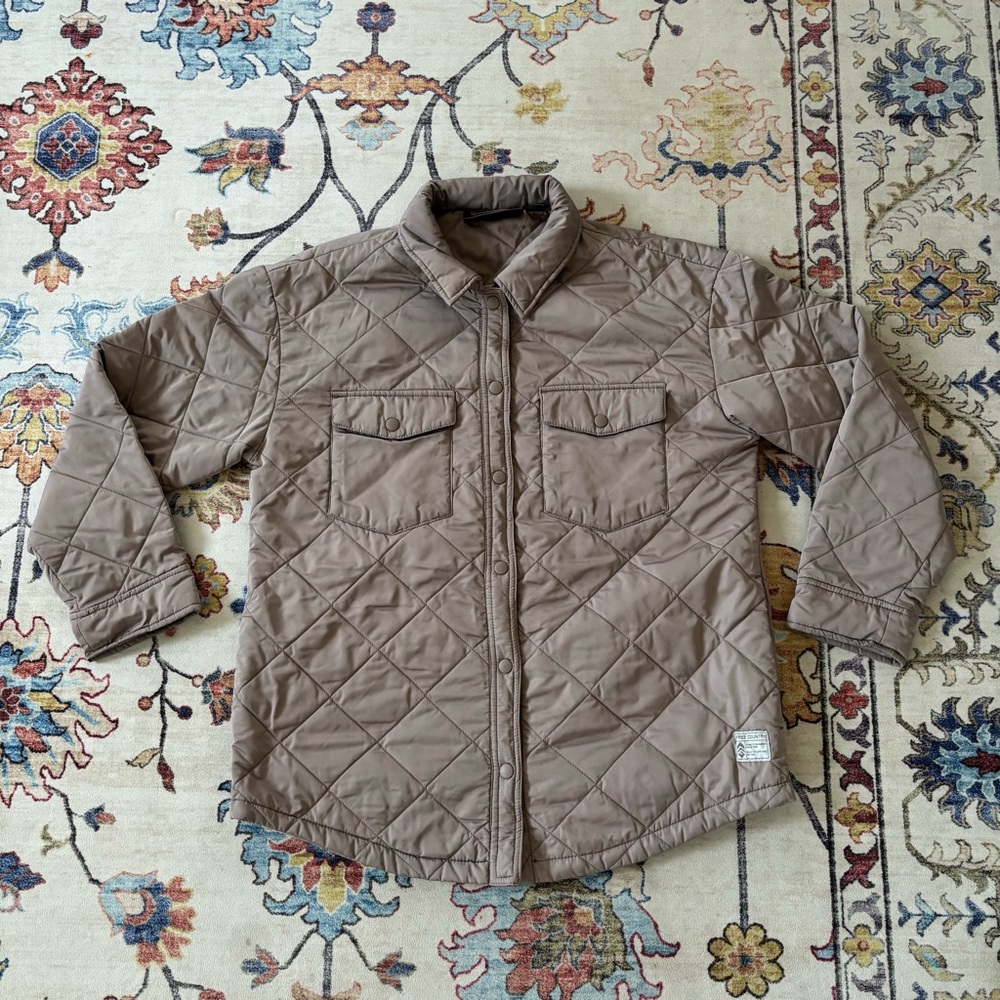 Free Country Taupe/Lavender Quilted Lightweight Snap Button Shacket Medium